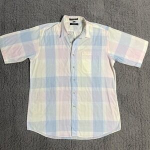 Vintage Christian Dior Monsieur Mens Large Short Sleeve Button Down Shirt USA